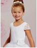 Cap Sleeves Lace Organza Heart-shaped Back Flower Girl Dress